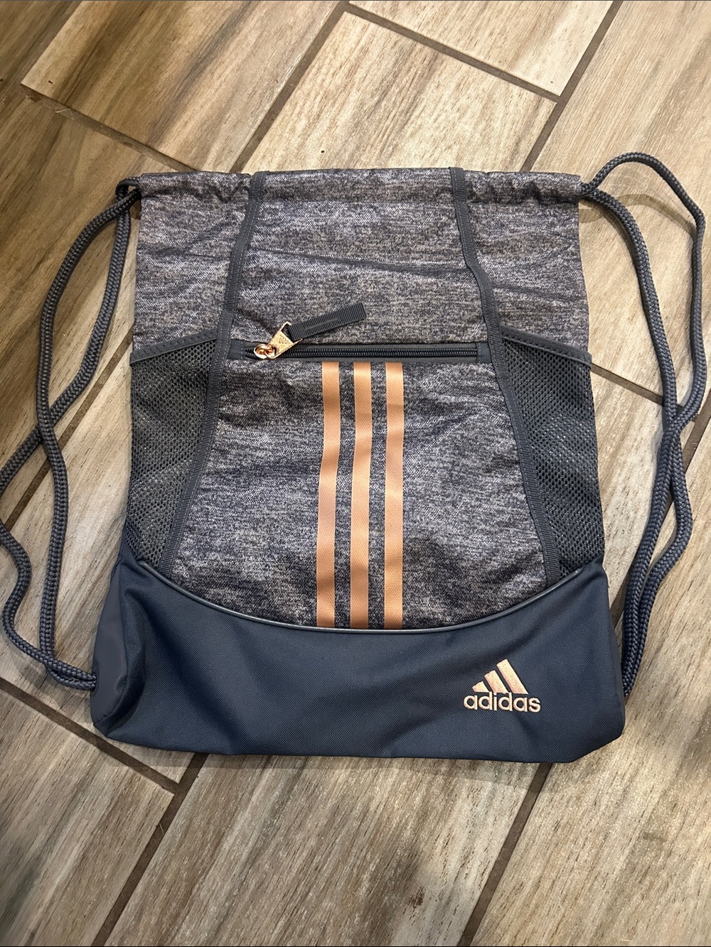 adidas Gray & Rose Gold Drawstring Belt Bag